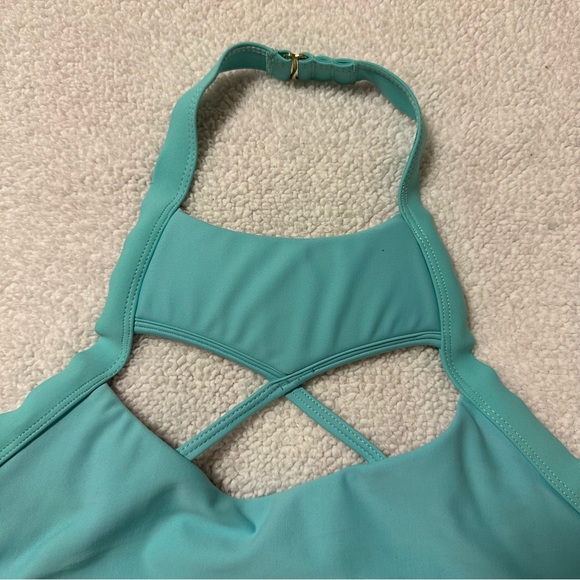 Barbella Box x Chestee “The Kandace” Sports Bra Turquoise Blue Cut Outs Swim - Picture 4 of 14